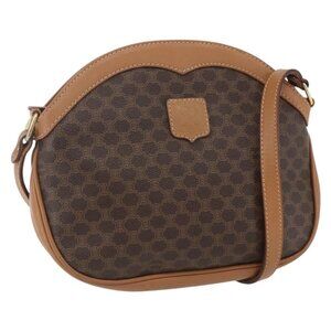 Authentic CELINE Macadam Canvas Shoulder Bag PVC Brown Gold